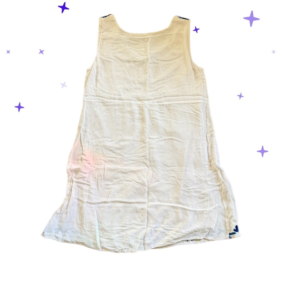 Final Sale! Bundle! 🌟Lapogee White Beachy Sleevless Mini Dress Blue Embroidered - Picture 2 of 6